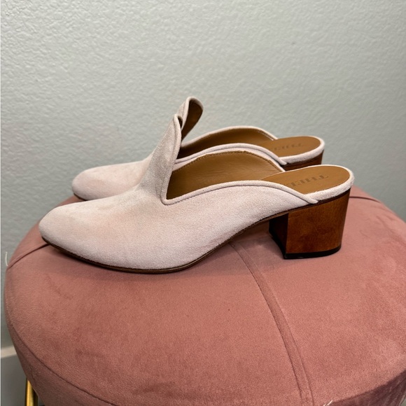 Thelma Suede Mule Heels Womens US 7.5-8 Light Pink Italian Leather Slip On - Picture 5 of 9